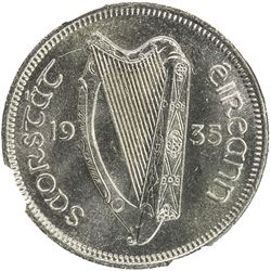 IRELAND: Irish Free State, 6 pence, 1935. NGC MS64
