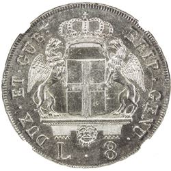GENOA: AR 8 lire, 1796. NGC UNC