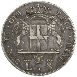 GENOA: AR 8 lire, 1796. VF
