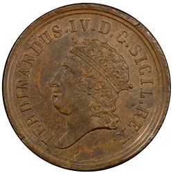 NAPLES: Ferdinand IV, 1815-1816, AE 8 tornesi, 1816. PCGS MS62