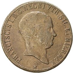 NAPLES: Francesco I, 1825-1830, AE 10 tornesi, 1825. VF