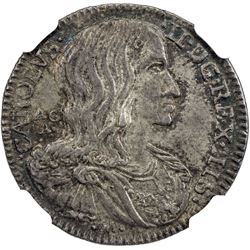 NAPLES & SICILY: Carlos II, 1665-1700, AR carlino, 1689 AGA M. NGC MS62