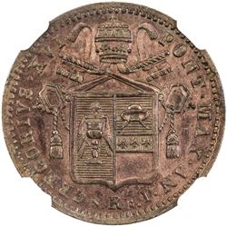 PAPAL STATES: Gregorio XVI, 1831-1846, AE 1/2 baiocco, 1831-R. NGC MS63