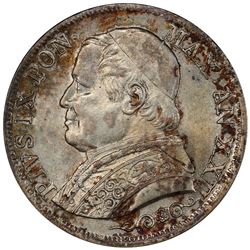 PAPAL STATES: Pius IX, 1846-1878, AR lira, 1868-R year XXII. PCGS MS63