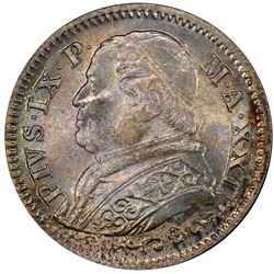PAPAL STATES: Pius IX, 1846-1878, AR 10 soldi, 1868-R year XXIII. PCGS MS66