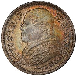 PAPAL STATES: Pius IX, 1846-1878, AR 10 soldi, 1868-R year XXIII. PCGS MS65