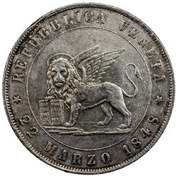 VENICE: Revolutionary Issues, 1848-1849, AR 5 lire, 1848-V. VF-EF
