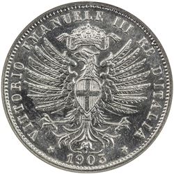 ITALY: Vittorio Emanuele III, 1900-1946, nickel 25 centesimi, 1903-R. NGC MS66