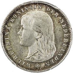 NETHERLANDS: Wilhelmina, 1890-1948, AR 25 cents, 1894. PCGS MS64