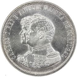 PORTUGAL: Carlos I, 1889-1908, AR 1000 reis, 1898. NGC MS64