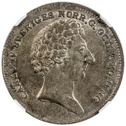 SWEDEN: Carl XIV Johan, 1818-1844, AR 1/8 riksdaler, 1832. NGC MS64