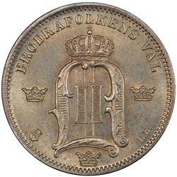 SWEDEN: Oscar II, 1872-1907, AR 50 ore, 1885 EB. PCGS MS66