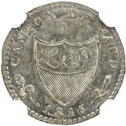 VAUD: AR 2 1/2 rappen, 1816. NGC MS65
