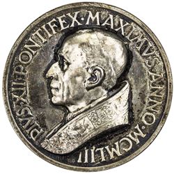 VATICAN: Pius XII, 1939-1958, AR medal (37.37g), 1953. UNC