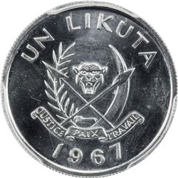 CONGO (DEMOCRATIC REPUBLIC): likuta, 1967. PCGS PF65