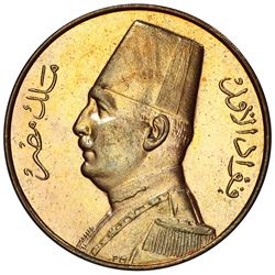 EGYPT: Fuad I, 1922-1936, millieme, 1935-H/AH1354. PCGS SP65