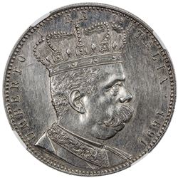 ERITREA: Umberto I, 1889-1900, AR 5 lire, 1891. NGC AU