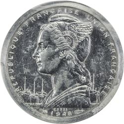 FRENCH SOMALILAND: aluminum 1 franc, 1948(a). PCGS SP62