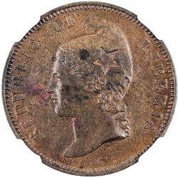LIBERIA: AE cent pattern, 1868-E. NGC MS61