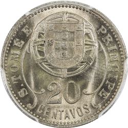 ST. THOMAS & PRINCE: 20 centavos, 1929. PCGS MS66
