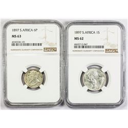 SOUTH AFRICA: LOT of 2 silver coins