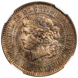 ARGENTINA: Republic, AE centavo, 1878. NGC MS64
