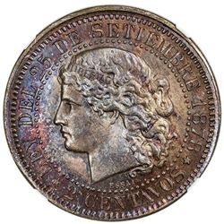 ARGENTINA: Republic, AE 2 centavos, 1878. NGC MS64