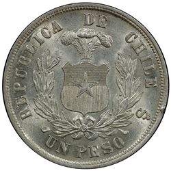 CHILE: Republic, AR peso, 1882-So. PCGS MS63