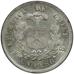CHILE: Republic, AR peso, 1884-So. PCGS MS62