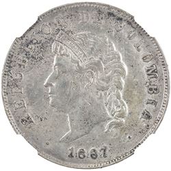 COLOMBIA: AR 50 centavos, Bogota, 1887. NGC EF