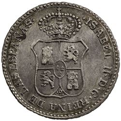 CUBA: Isabel II, 1833-1868, AR proclamation medal, 1834. EF
