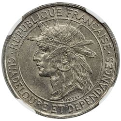 GUADELOUPE: French Colony, 1 franc, 1921. NGC MS64