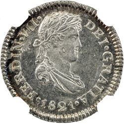 GUATEMALA: Fernando VII, 1808-1821, AR 1/2 real, 1821-NG. NGC MS64