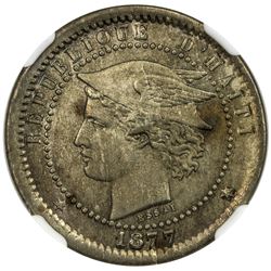 HAITI: Republic, 20 centimes, 1877. NGC MS63