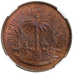 HAITI: Republic, AE centime, 1889. NGC MS64