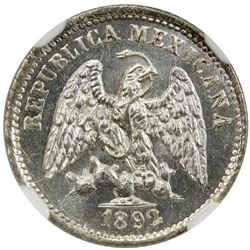 MEXICO: Republic, AR 5 centavos, 1892-Mo. NGC MS64