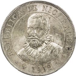 NICARAGUA: Republic, AR 25 centavos, 1912. PCGS MS65
