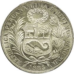 PERU: Republic, AR sol, 1885. PCGS MS64