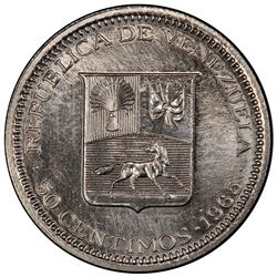 VENEZUELA: 50 centimos, 1965. PCGS SP63