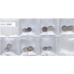MUGHAL: Akbar I, 1556-1605, LOT of 12 silver fractions