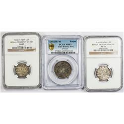 BENGAL & BOMBAY PRESIDENCIES:LOT of 3 slabbed silver coins