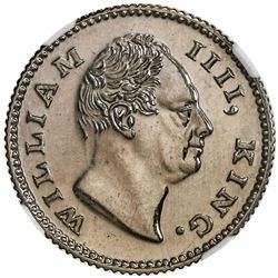 BRITISH INDIA: William IV, 1830-1837, AR 1/4 rupee, 1835(c). NGC PF63