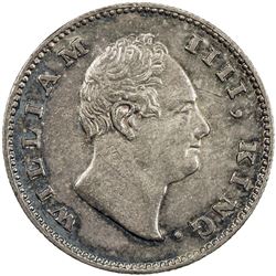 BRITISH INDIA: William IV, 1830-1837, AR 1/2 rupee, 1835(b). EF-AU