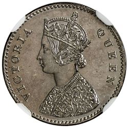 BRITISH INDIA: Victoria, Queen, 1837-1876, AR 2 annas, 1862(c). NGC PF65