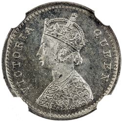 BRITISH INDIA: Victoria, Queen, 1837-1876, AR 2 annas, 1874(c). NGC MS63