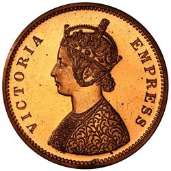 BRITISH INDIA: Victoria, Empress, 1876-1901, AE 1/2 anna, 1878(c). PCGS PF64