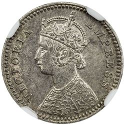 BRITISH INDIA: Victoria, Empress, 1876-1901, AR 2 annas, 1885-C. NGC MS62