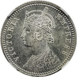 BRITISH INDIA: Victoria, Empress, 1876-1901, AR 1/4 rupee, 1900-C. NGC MS64