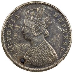 BRITISH INDIA: Victoria, Empress, 1876-1901, AR 1/2 rupee, 1891(c). NGC PF64