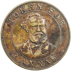BRITISH INDIA: AE 2 annas token (6.91g), ND (1899). VF